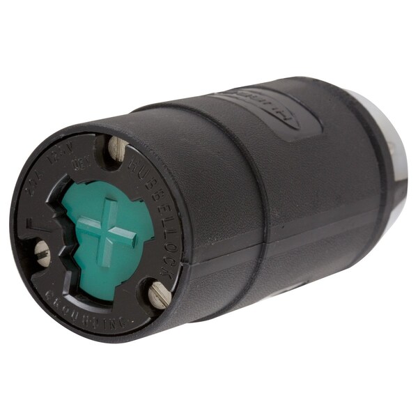 Locking Connector, Non-NEMA, 20 A, 125V AC, Single Phase, 2 Pole, Screw Terminals, Black
